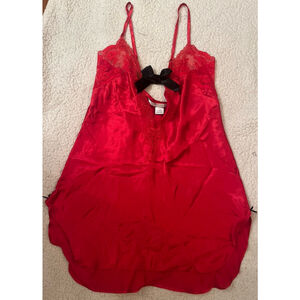 Victoria Secret Lingerie Chemise Slip Red Lace Nightgown Babydoll Sexy Holiday